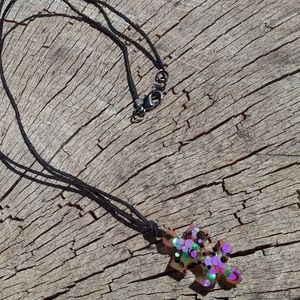 Orange sparkle puzzle piece necklace